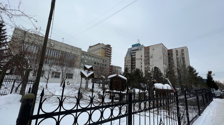 Город Малый сквер в центре Омска кронировали