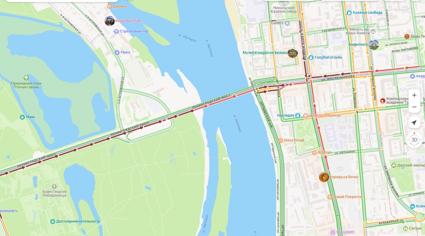 Автоновости Ленинградский мост в Омске встал в огромную пробку после ДТП