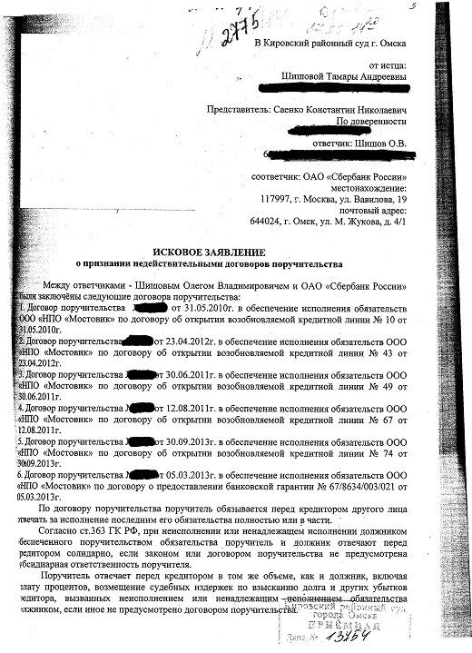 Жена Шишова требует не считать ее поручителем по кредитам мужа