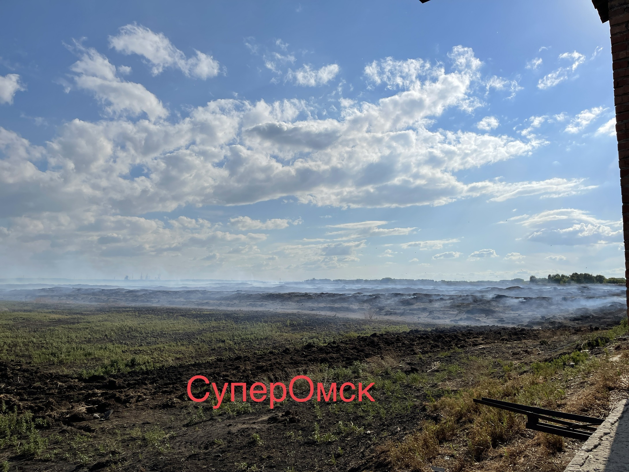 Под Омском у птицефабрики дымится поле куриного помета Под Омском у птицефабрики дымится поле куриного помета