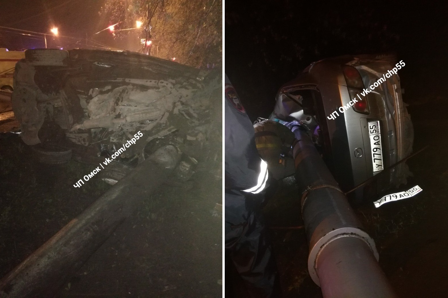 Омич на дорогой «Мазде» влетел в столб - ФОТО