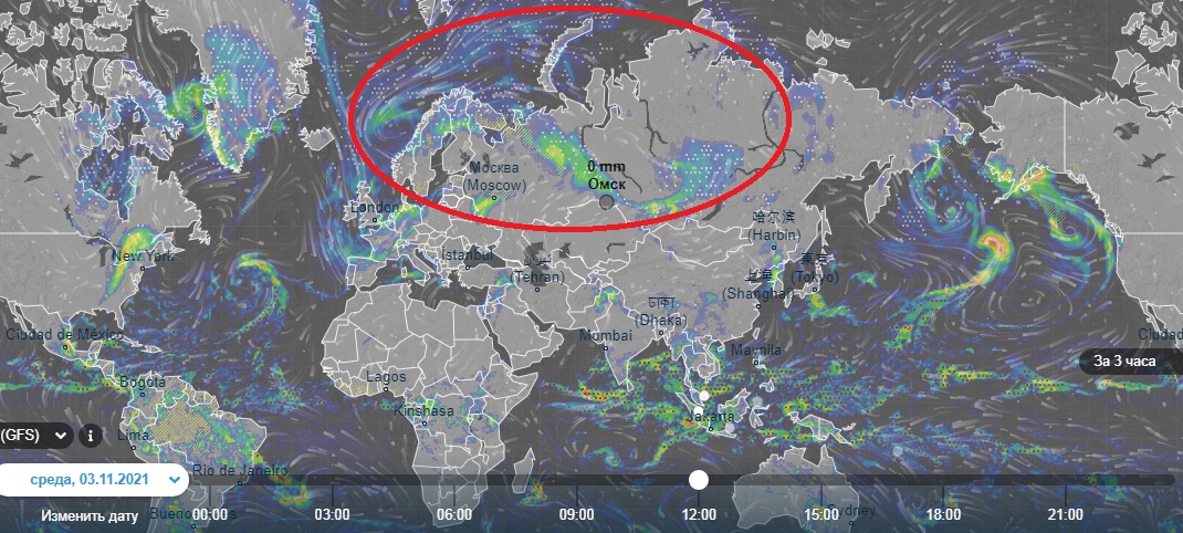 Омскую область затронет самый большой в мире циклон с ливнями и обильными снегопадами