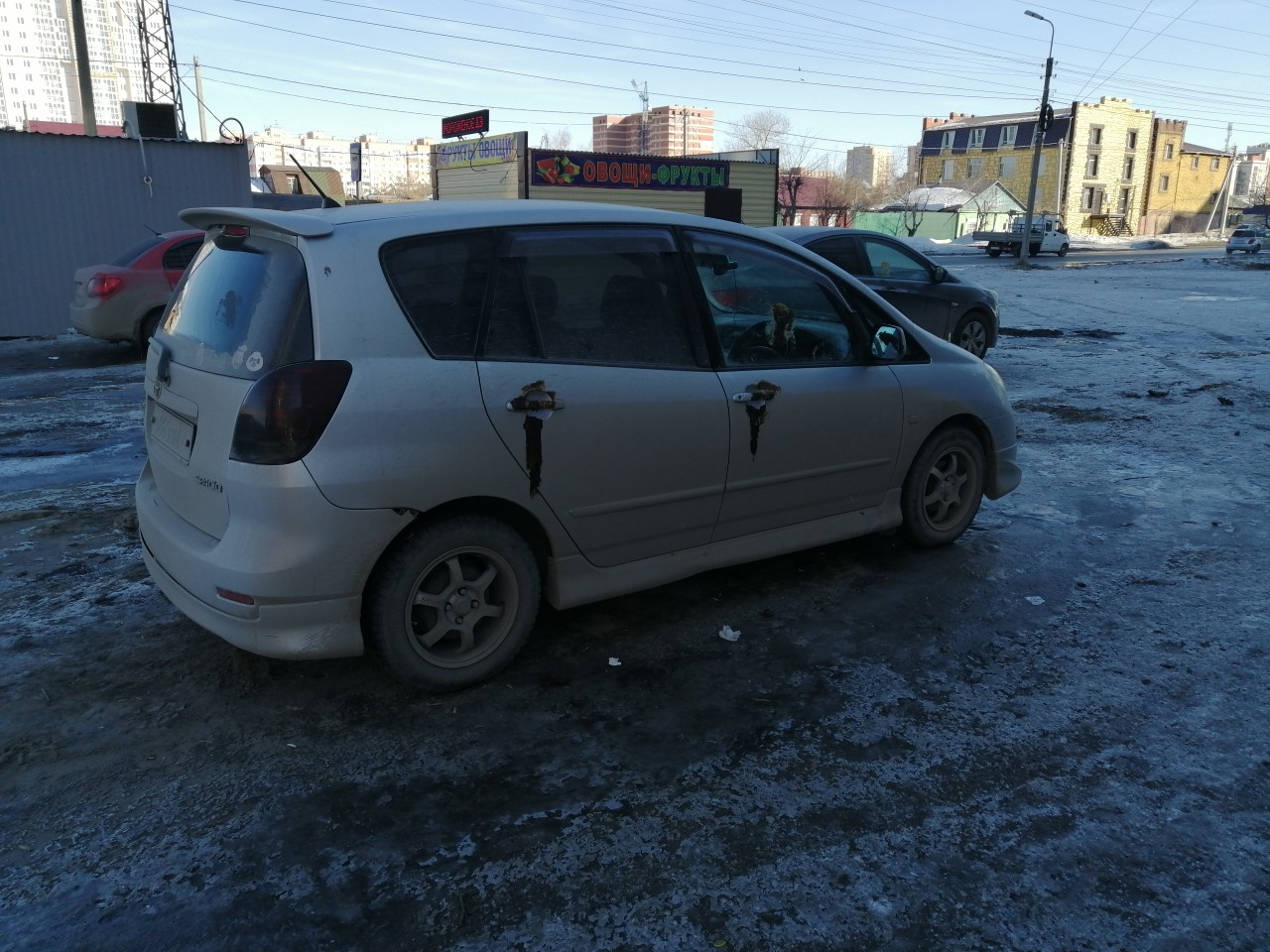 В Омске неизвестные перемазали припаркованные автомобили странной жижей
