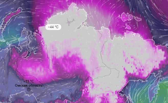 Морозный фронт до -44°С из Заполярья подступит вплотную к Омской области Морозный фронт до -44°С из Заполярья подступит вплотную к Омской области