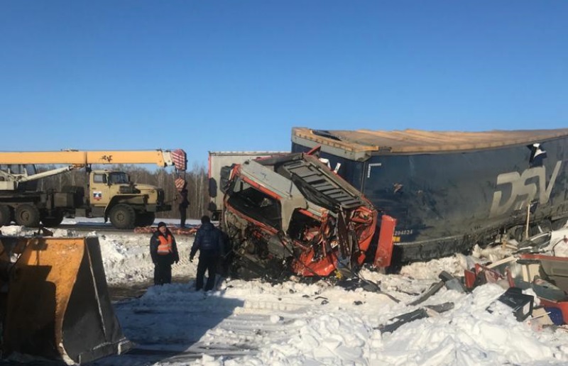Появились фото с места смертельного ДТП двух большегрузов в Омской области Появились фото с места смертельного ДТП двух большегрузов в Омской области